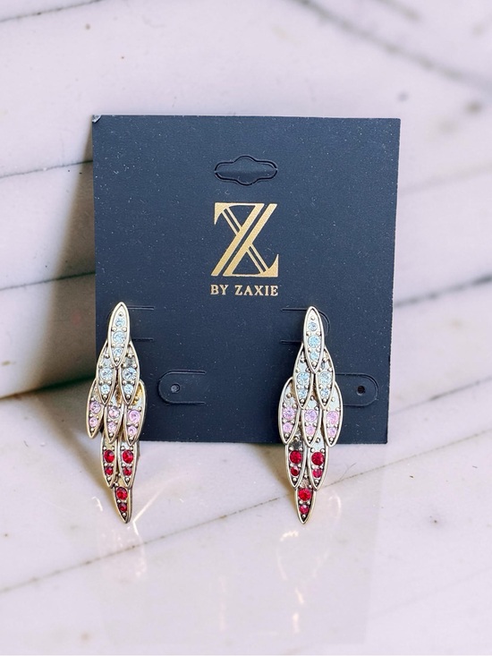 Zaxie Jewelry - Zaxie Multicolor Crystal Leaf Drop Earrings